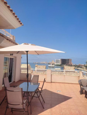 2 bedrooms appartement at San Javier 50 m away from the beach with sea view shared pool and furnished terrace